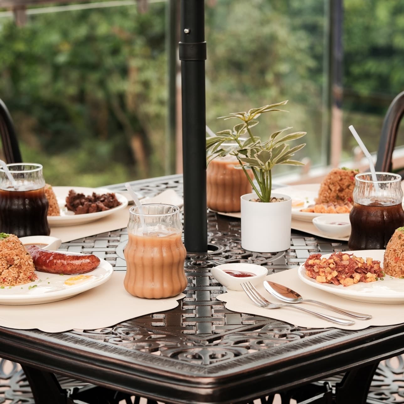 TapSiLog Filipino breakfast spread on the Merry Plates terrace